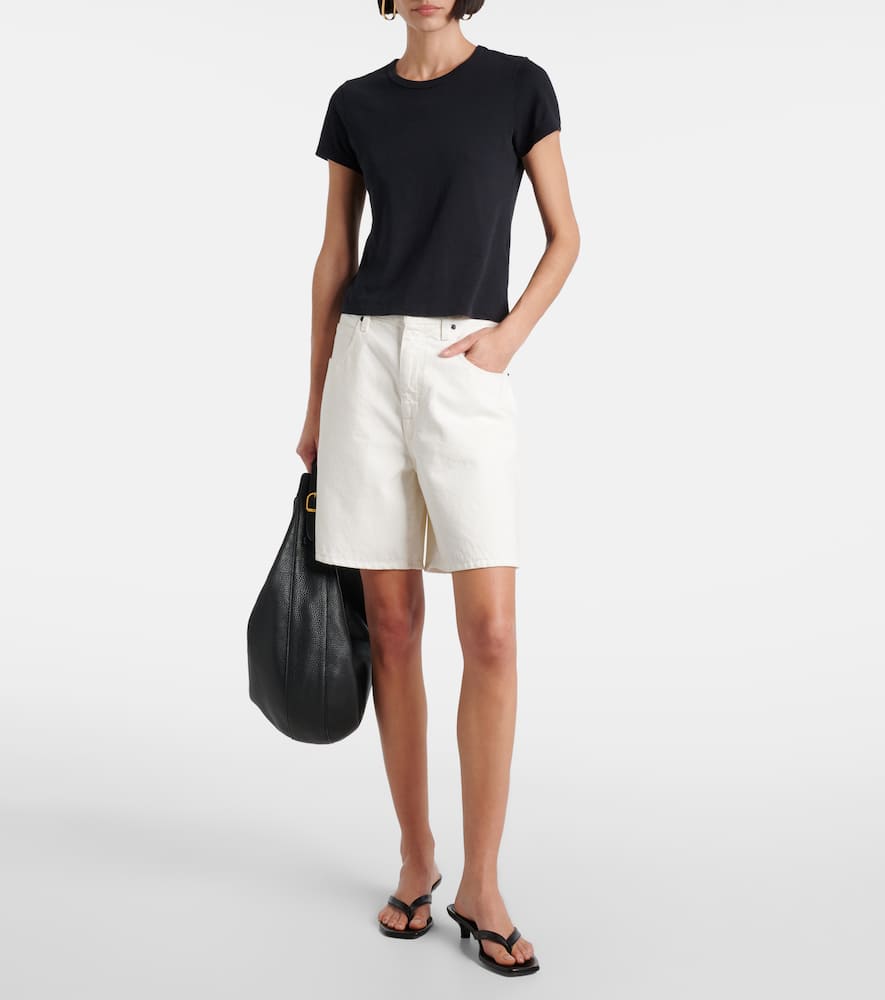 Square denim shorts