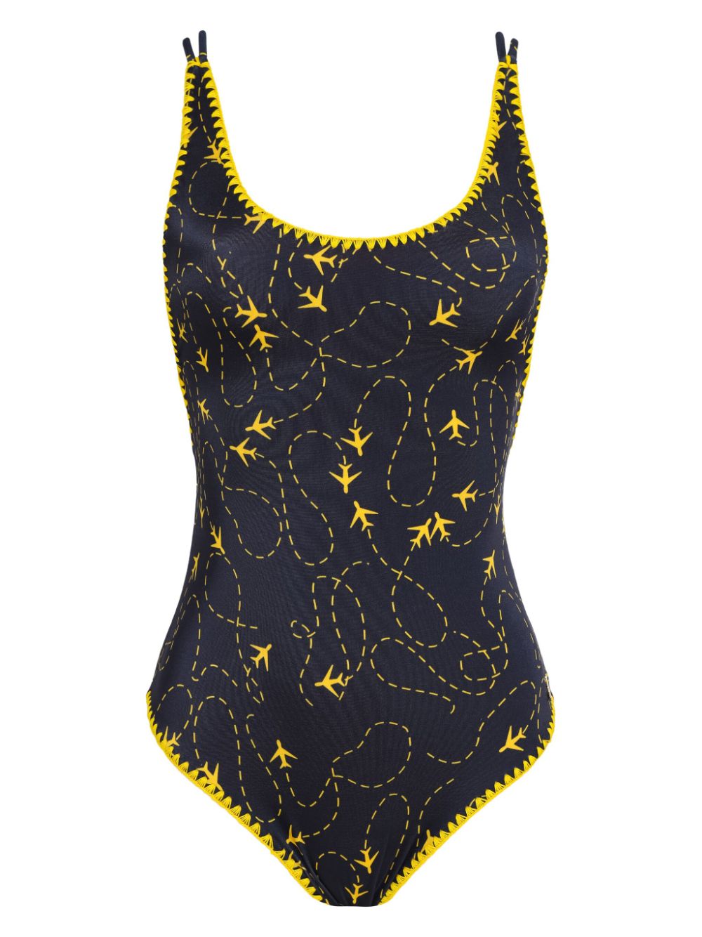 Plane-print swimsuit - Blue
