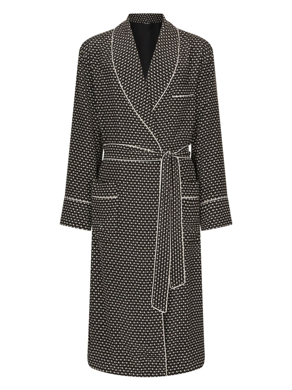 Logo-print silk robe - Black