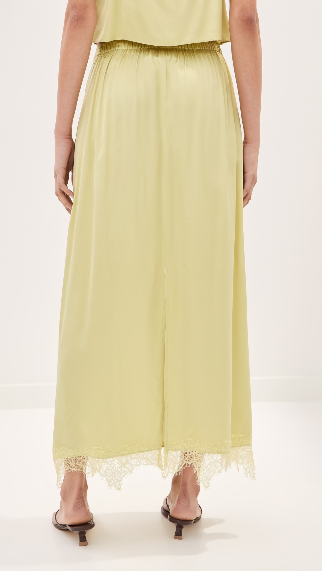 Marion Satin Skirt Honeydew