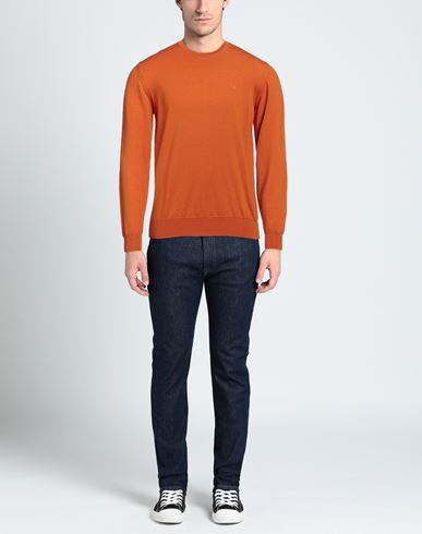 Man Sweater Orange Size 3XL Wool
