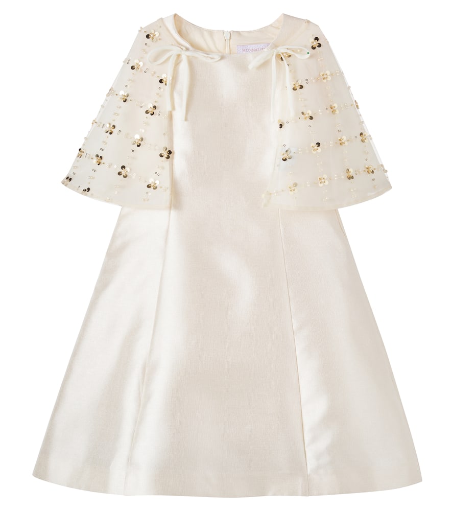 Caped sequined satin dress