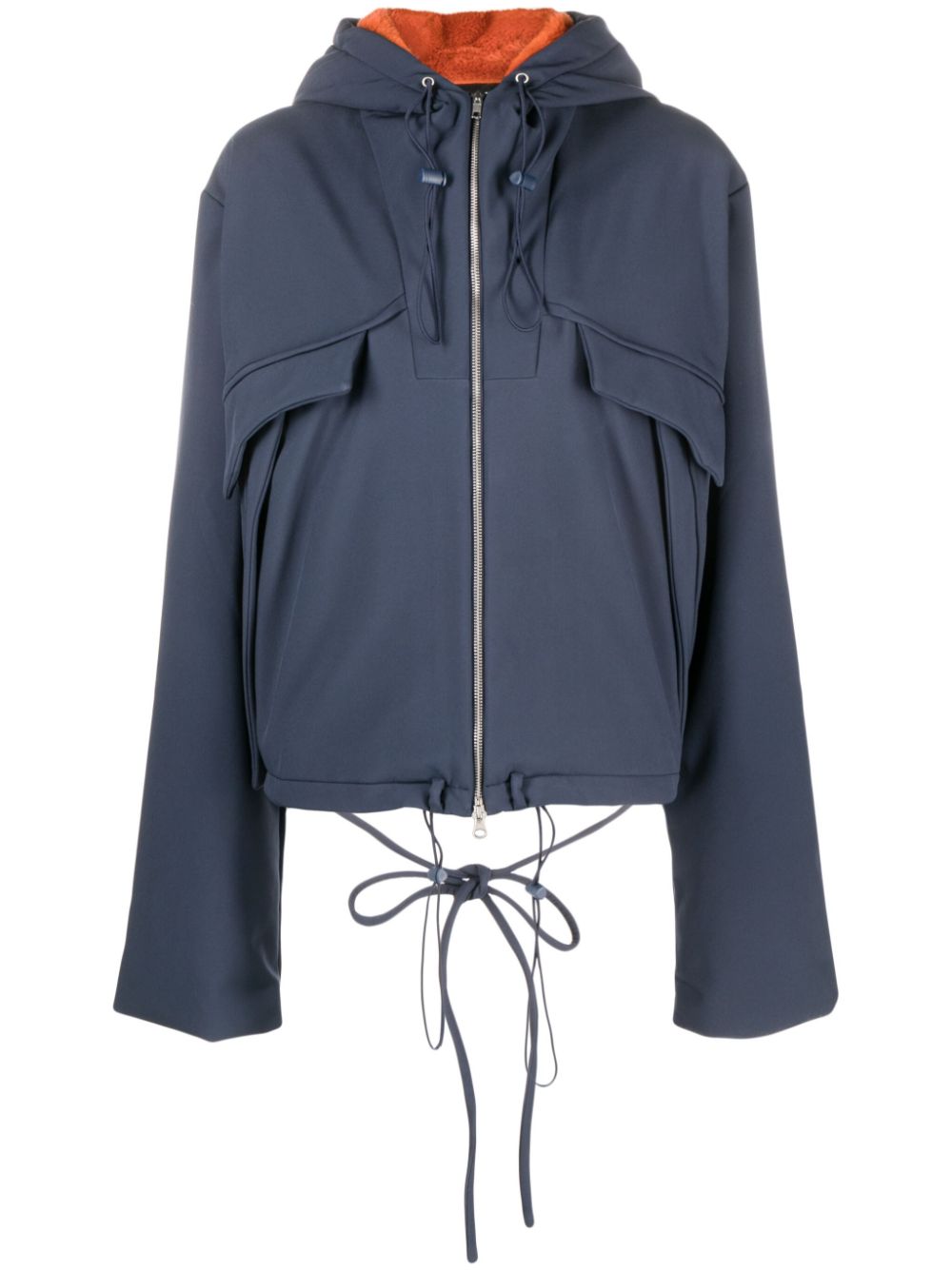 Faux-fur lining hooded jacket - Blue