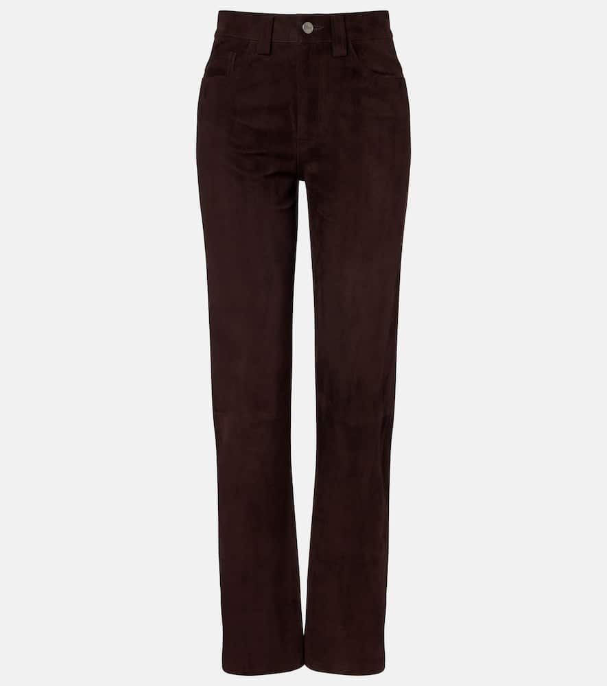 Callum high-rise suede straight pants