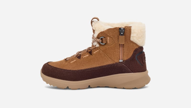 ® Kids' TerreTrail Cozy Lace Suede Cold Weather Boots in Chestnut
