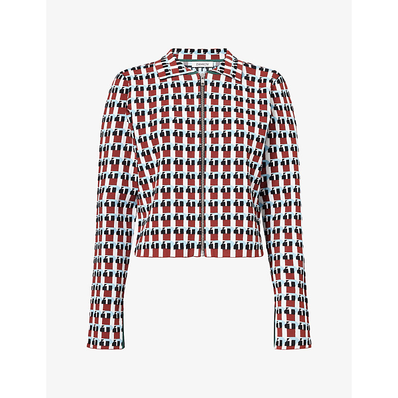 Womens Sauve Geometric-Pattern Jersey Jacket