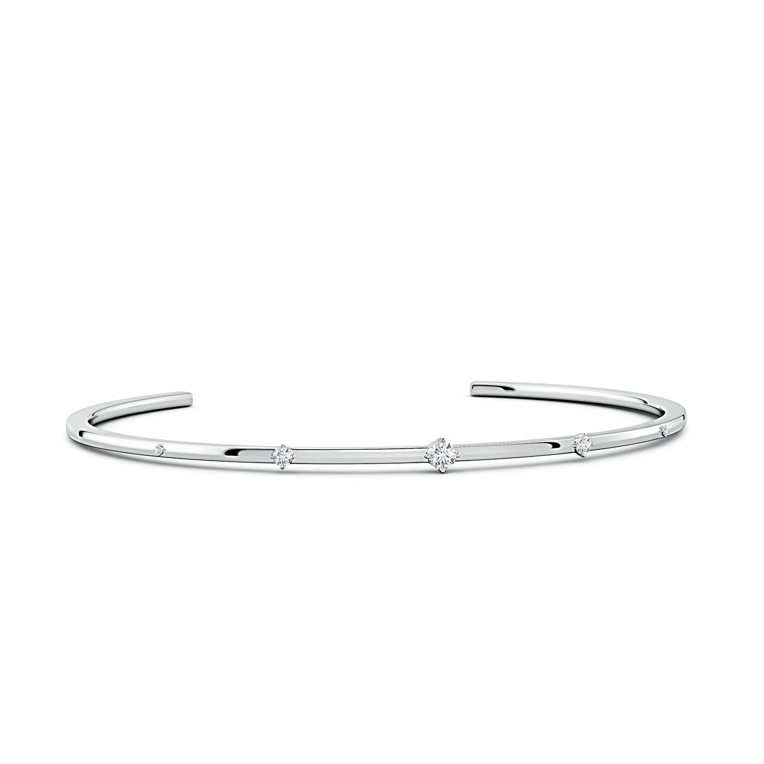 Angara 3 MM Five-Stone Round Diamond Station Cuff Bracelet in 18K White Gold