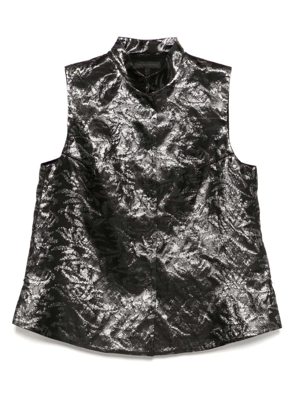 SHIATZY CHEN Mandarin-collar jacquard vest - White