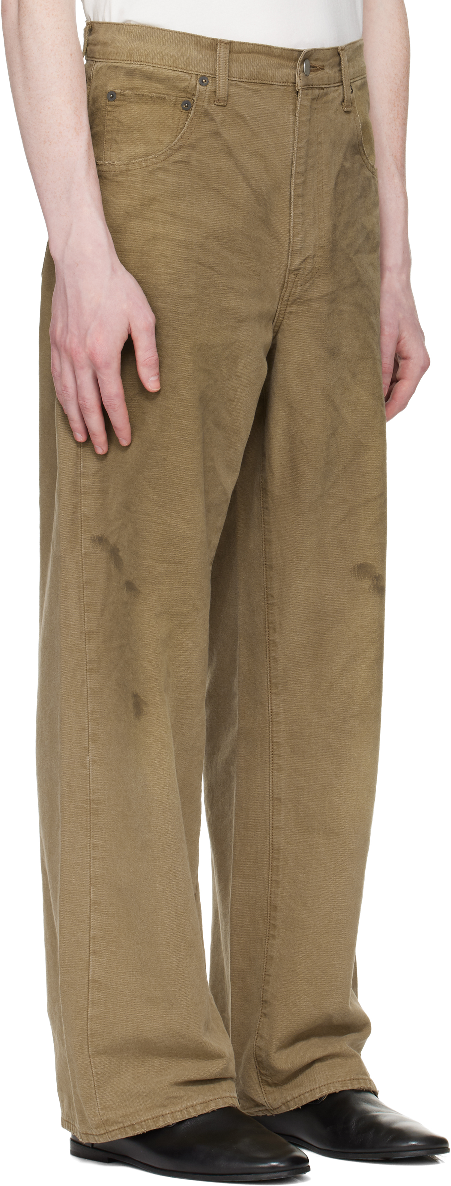 Khaki Sulfur Dyed Oxford Vintage Wide Trousers
