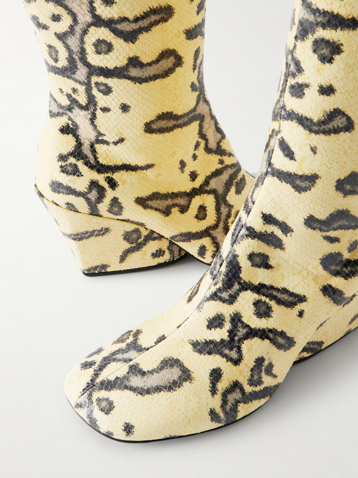 Slant Snake-effect Leather Knee Boots - Animal print