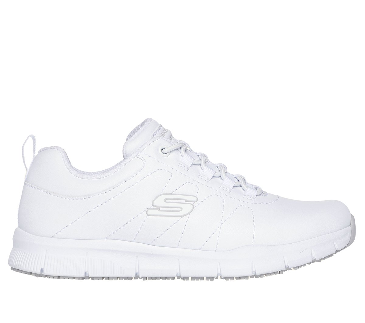 Skechers Women's Work Slip-Resistant: Nampa - Beja Sneaker in Black, 4.5 | Synthetic/Textile
