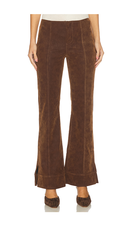 Free People x We The Free Glow Up Pant Suede In Shaved Chocolate in Brown. - 8 also , 6