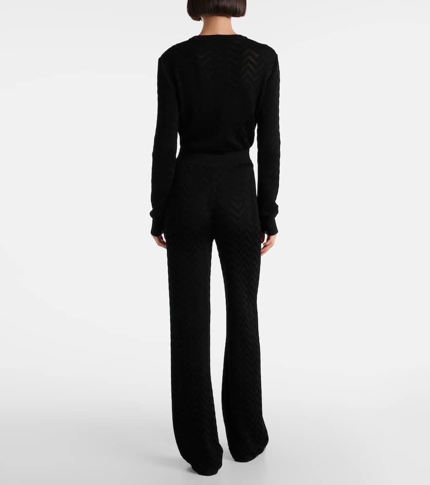 High-rise cotton-blend wide-leg pants