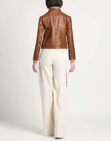 Woman Jacket Brown Size M Leather, Viscose, Elastane, Nylon