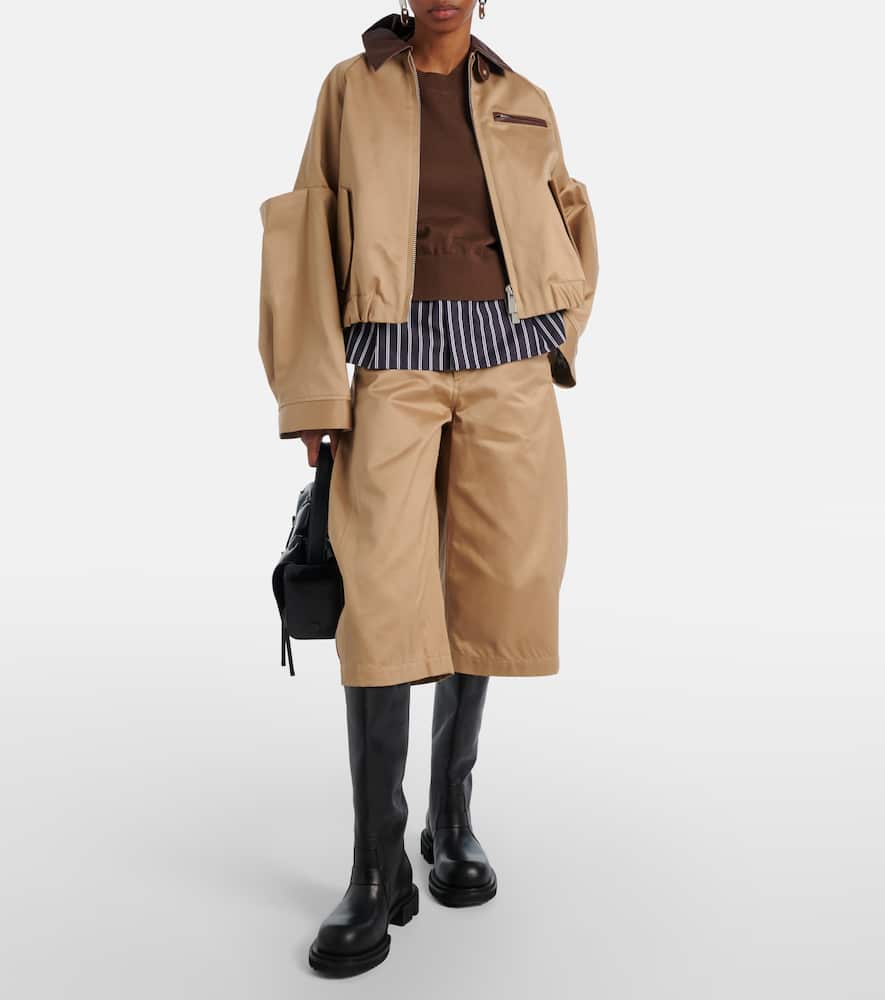 Leather-trimmed cotton blouson jacket