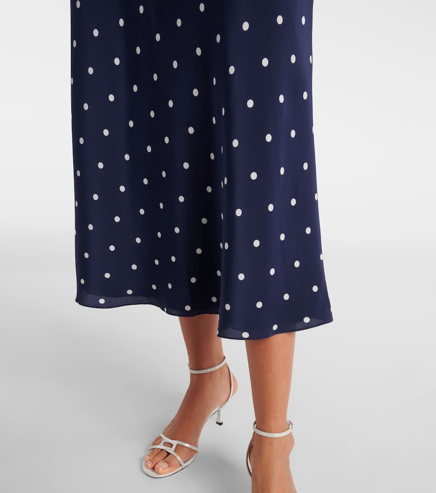 Polka-dot silk midi dress