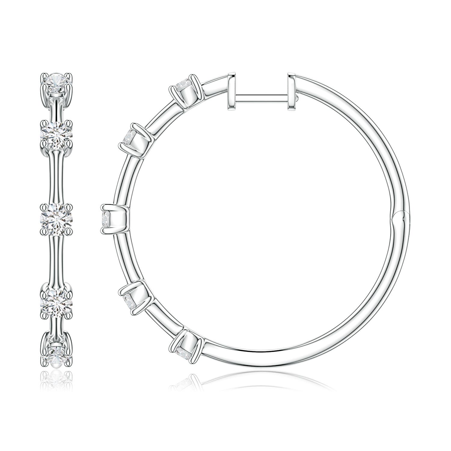 Angara 1.05 CTW Round Diamond Five-Stone Station Hoop Earrings in 14K White Gold