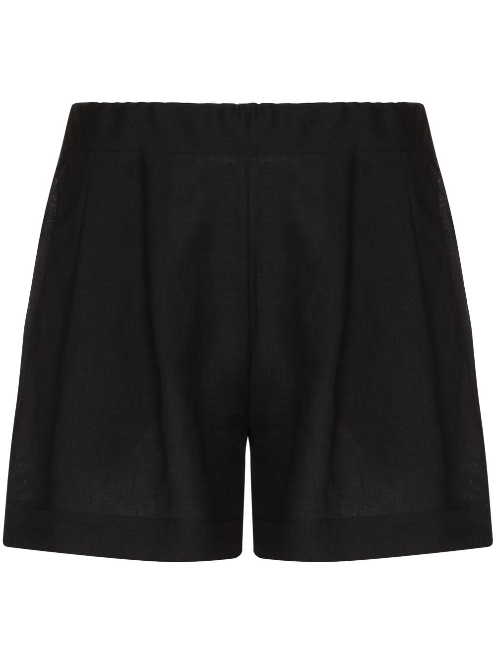 Organic linen elasticated shorts - Black