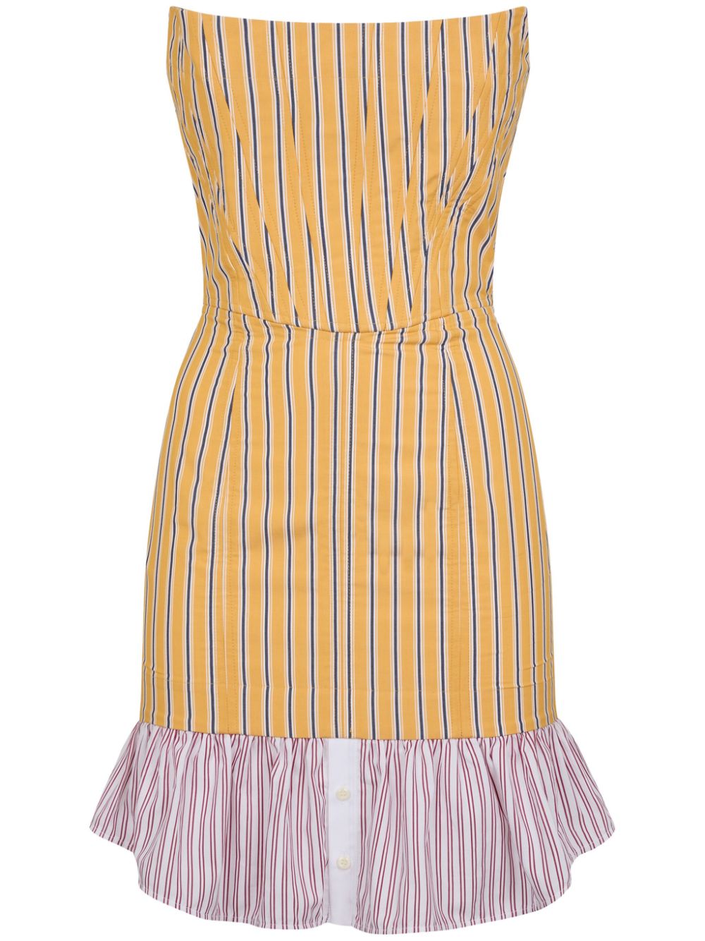 Striped flared minidress - Yellow