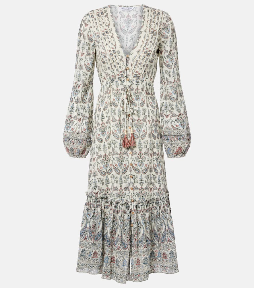 Vani paisley ruffled midi dress