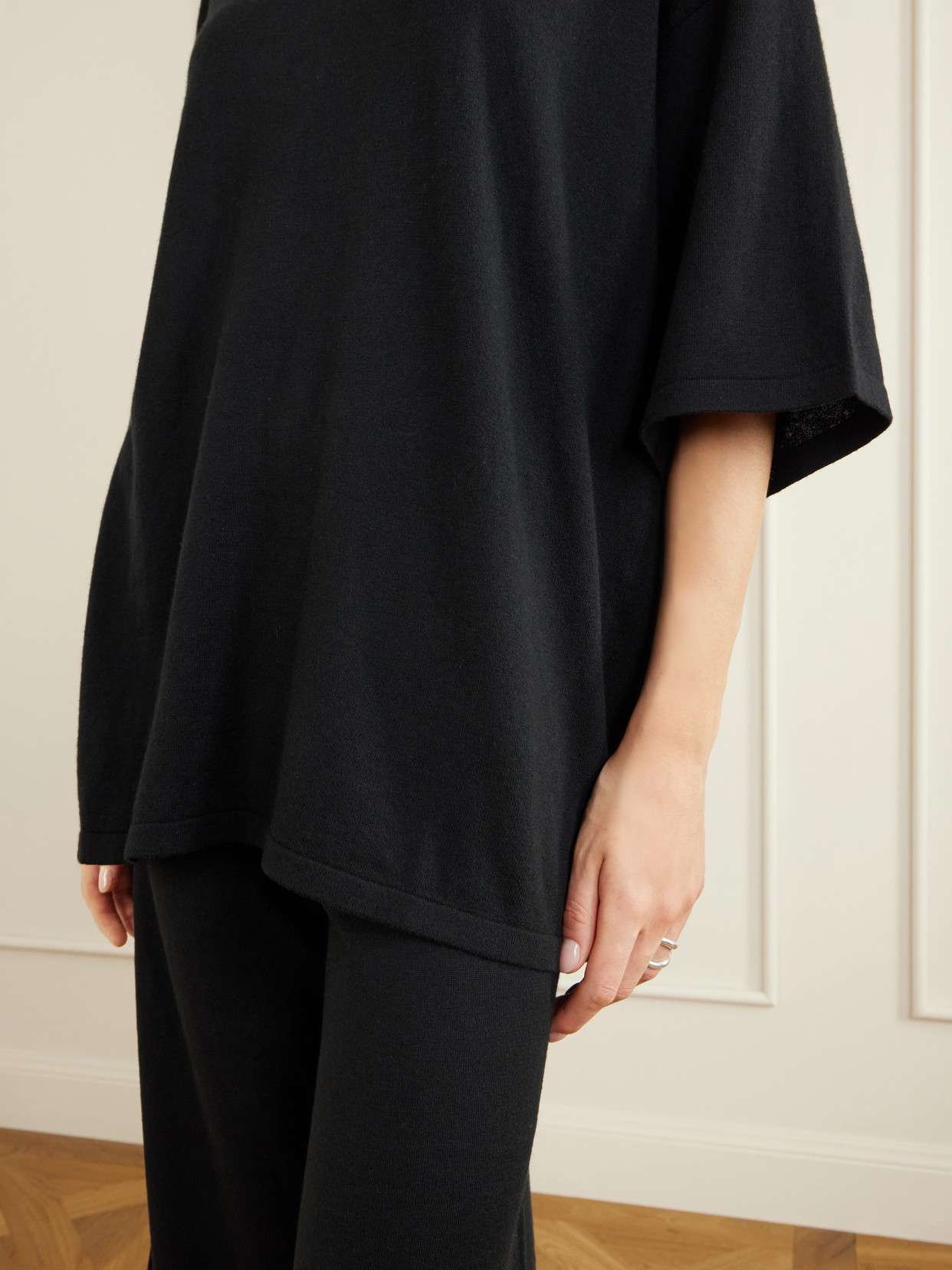 Agnette And Ainsley Cotton And Cashmere-blend Sweater And Pants Set - Black