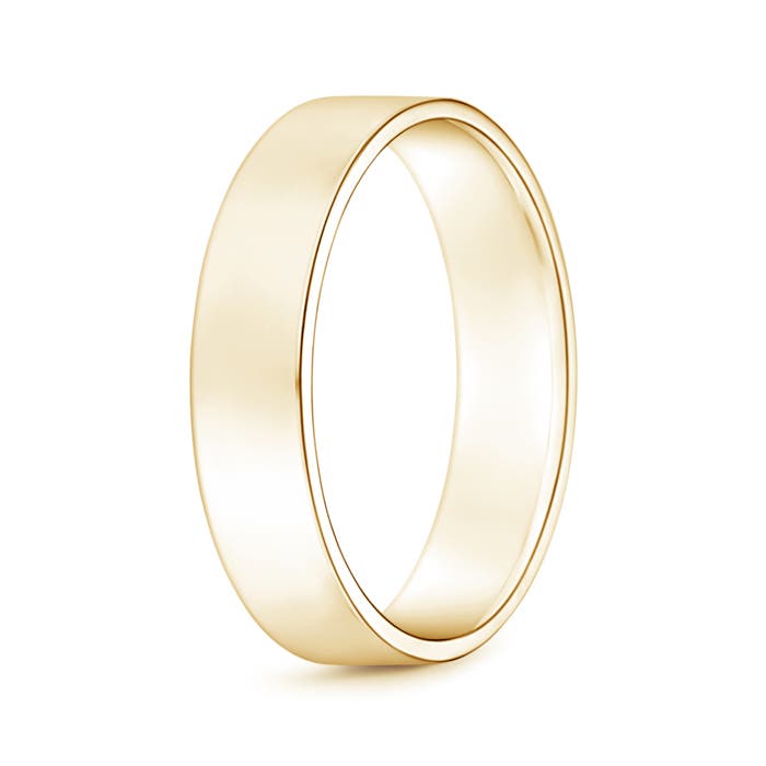 Angara Classic High Polished Men's Flat Wedding Band in 18K Yellow Gold