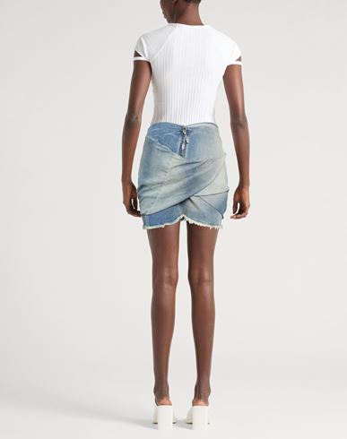 Woman Denim skirt Blue Size M Cotton, Elastolefin, Rubber