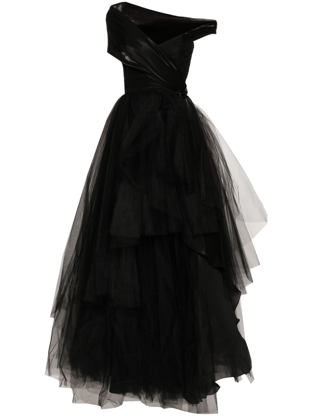 Off-shoulder asymmetric dress - BLACK