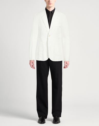 Man Blazer White Size 36 Linen, Cotton, Elastane