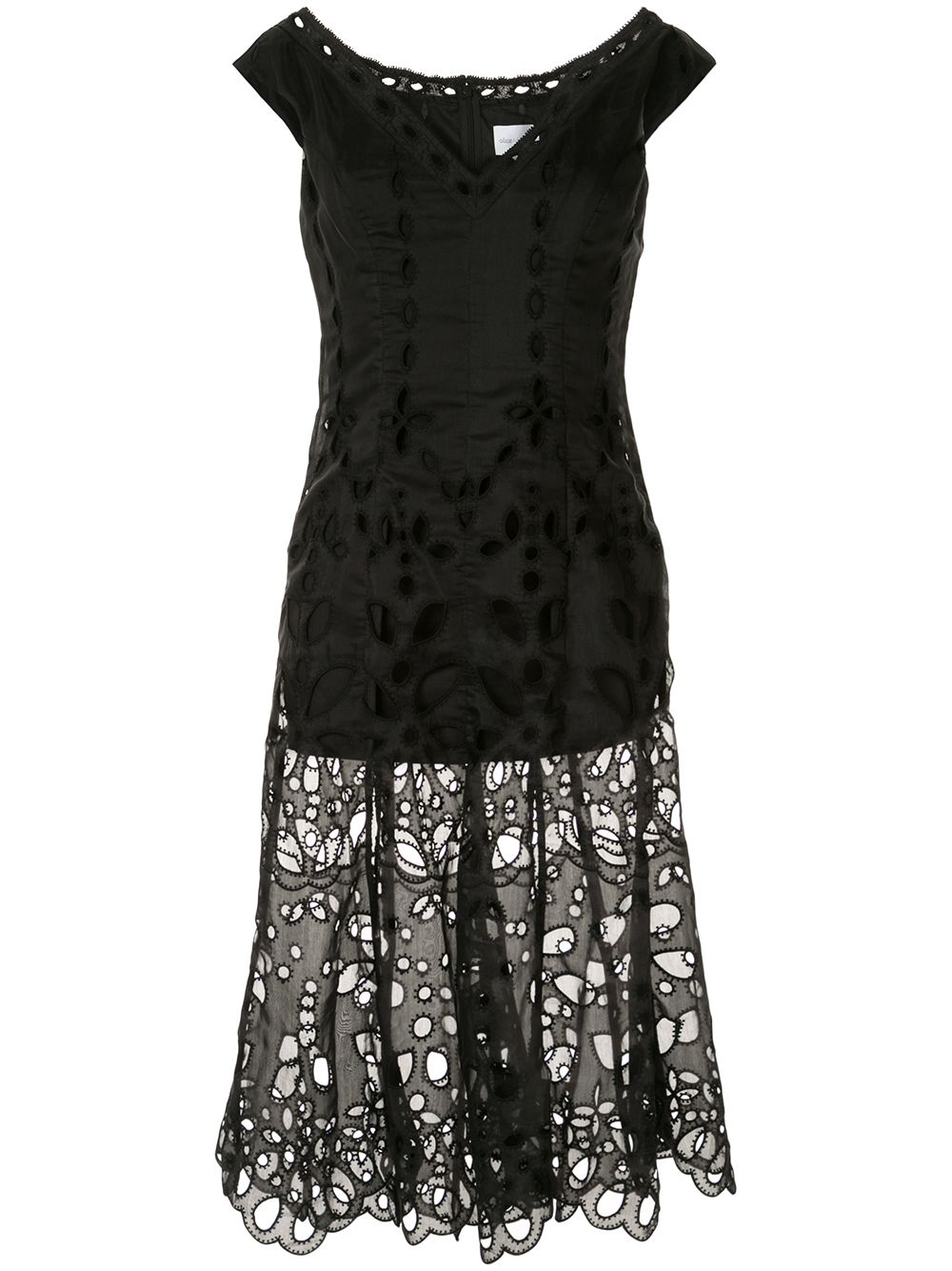 Baudelaire broderie anglais midi dress - Black
