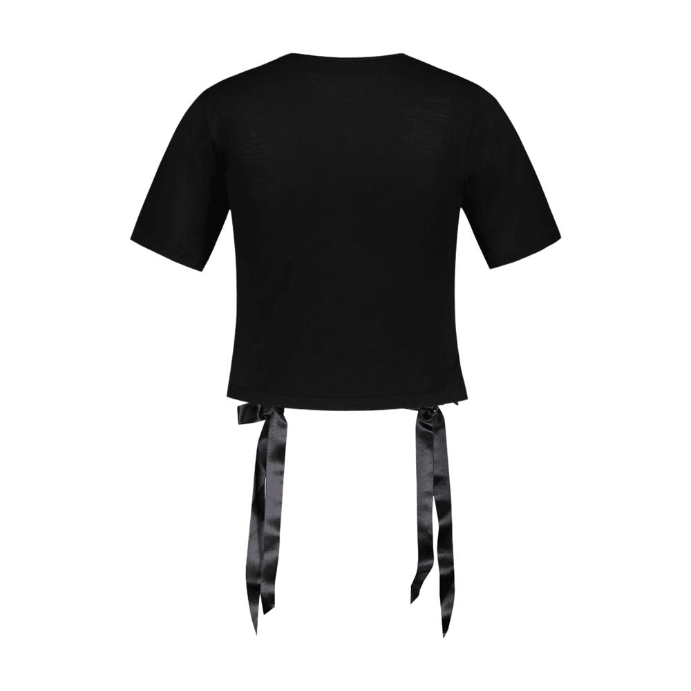 Bow-Tail Detail T-Shirt — Black