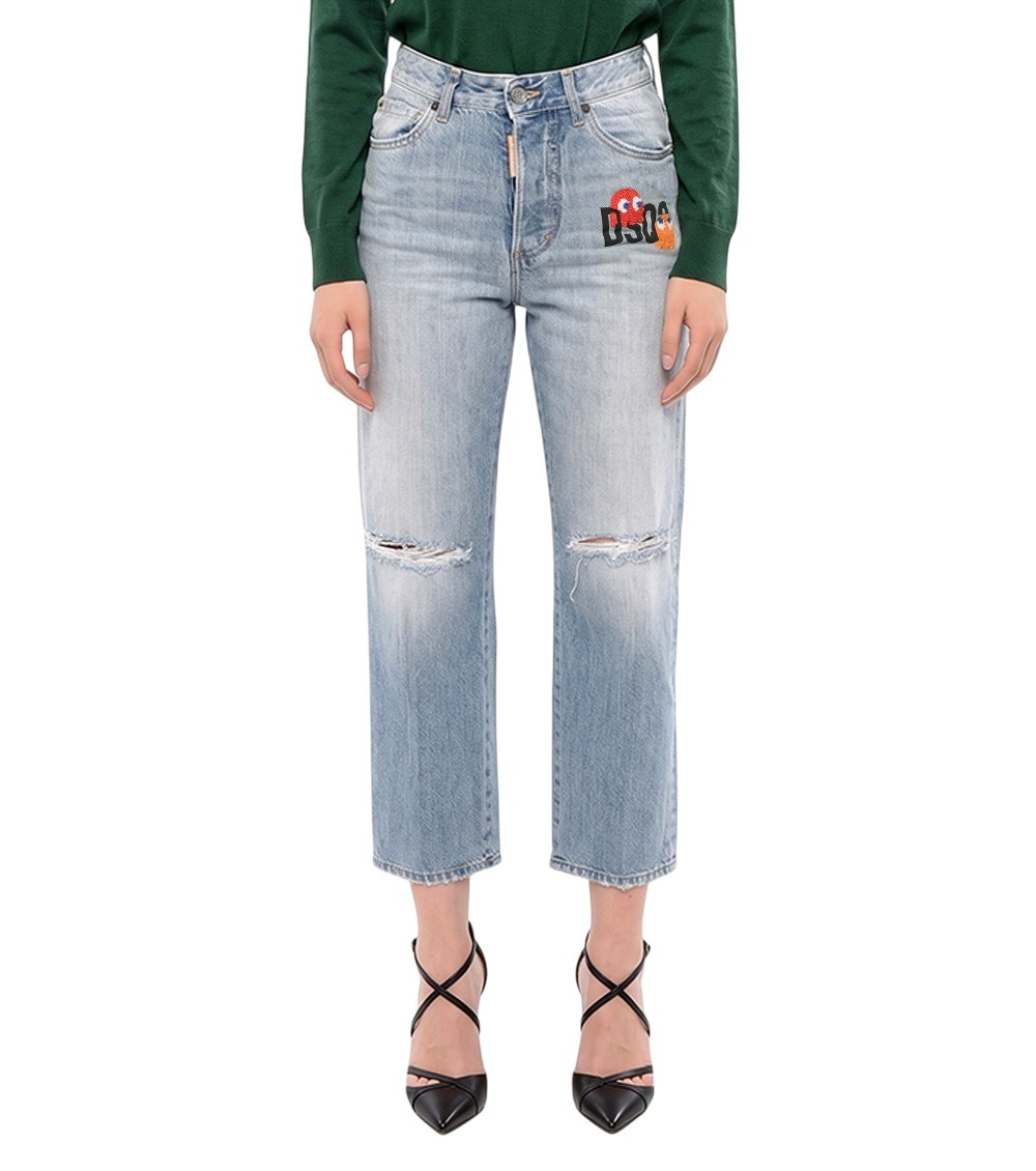 Blue Straight High Rise Jeans