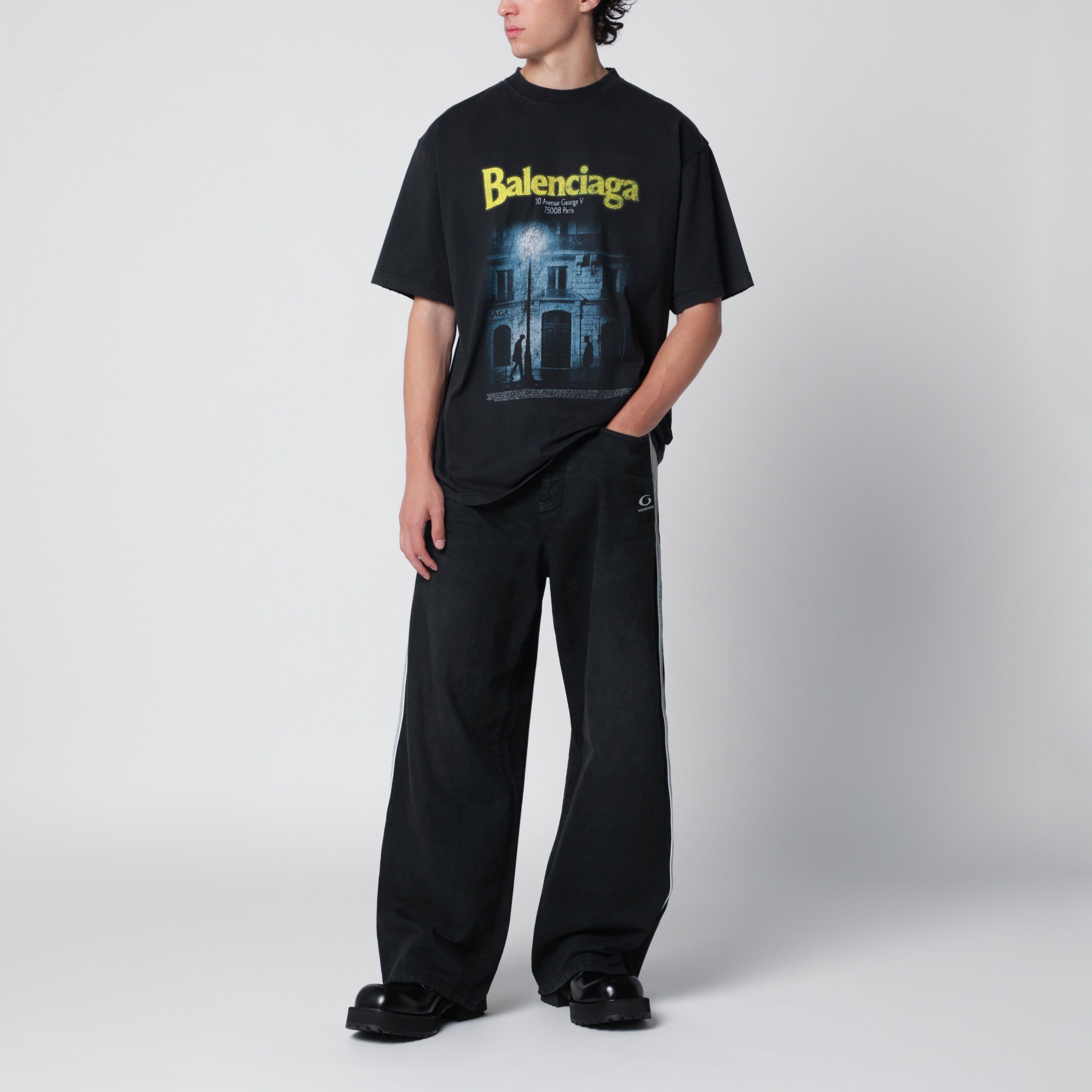 The Address men's regular-fit T-shirt in faded black cotton