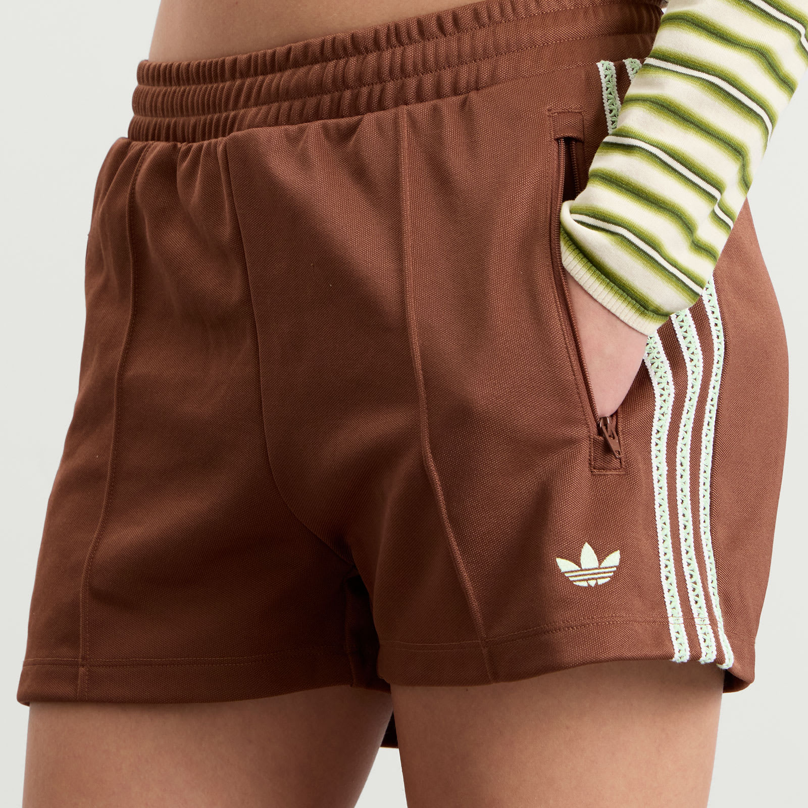 Women's Firebird Crochet Stripe Shorts Preloved Brown