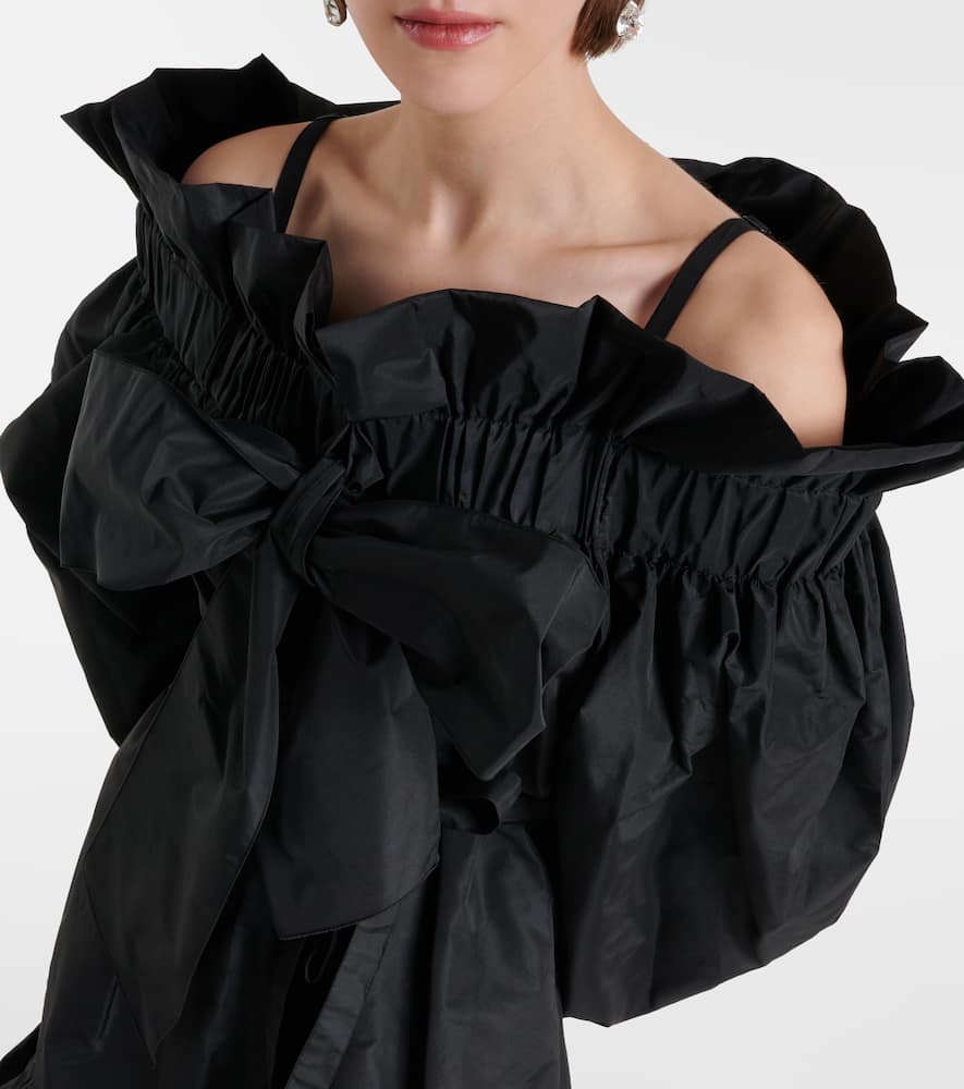 Bow-detail ruffled faille minidress