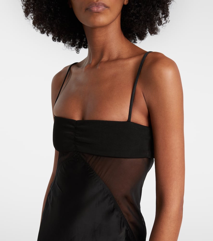 Combo silk-trimmed satin gown