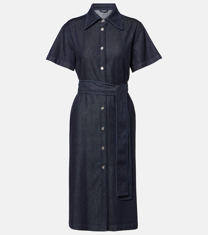 Belted denim shirt dress