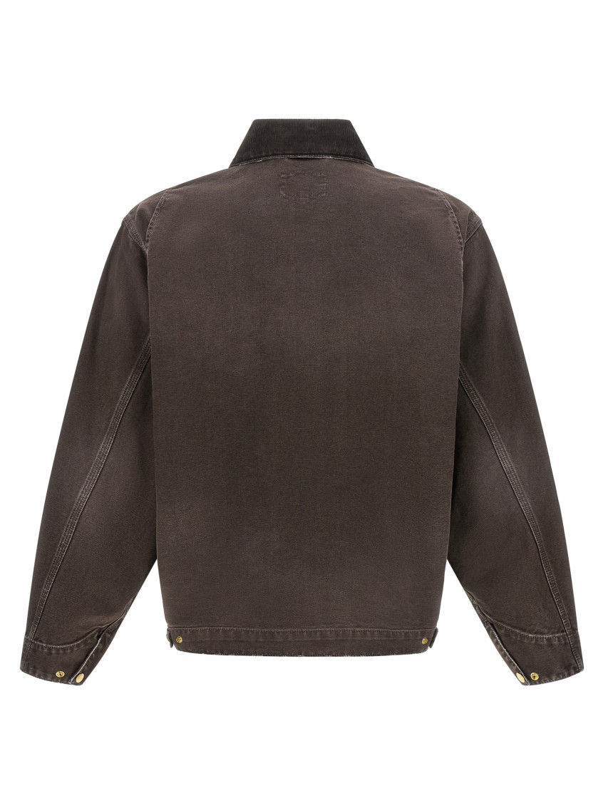 Brown Solid Shirt Collar Jacket