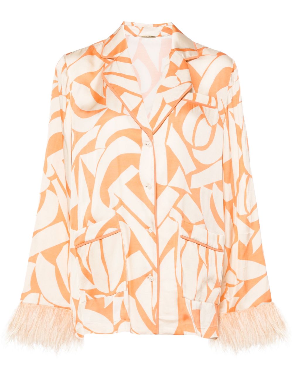 Braza feather-trim shirt - Orange