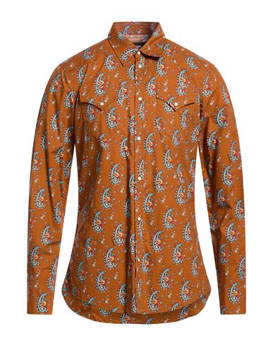 Man Shirt Camel Size 38 Cotton