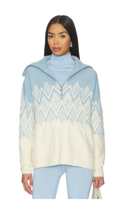 Varley Hedda Fairisle Half Zip Jacket in Baby Blue