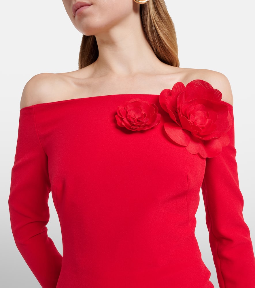 Rory floral-appliqué crêpe gown