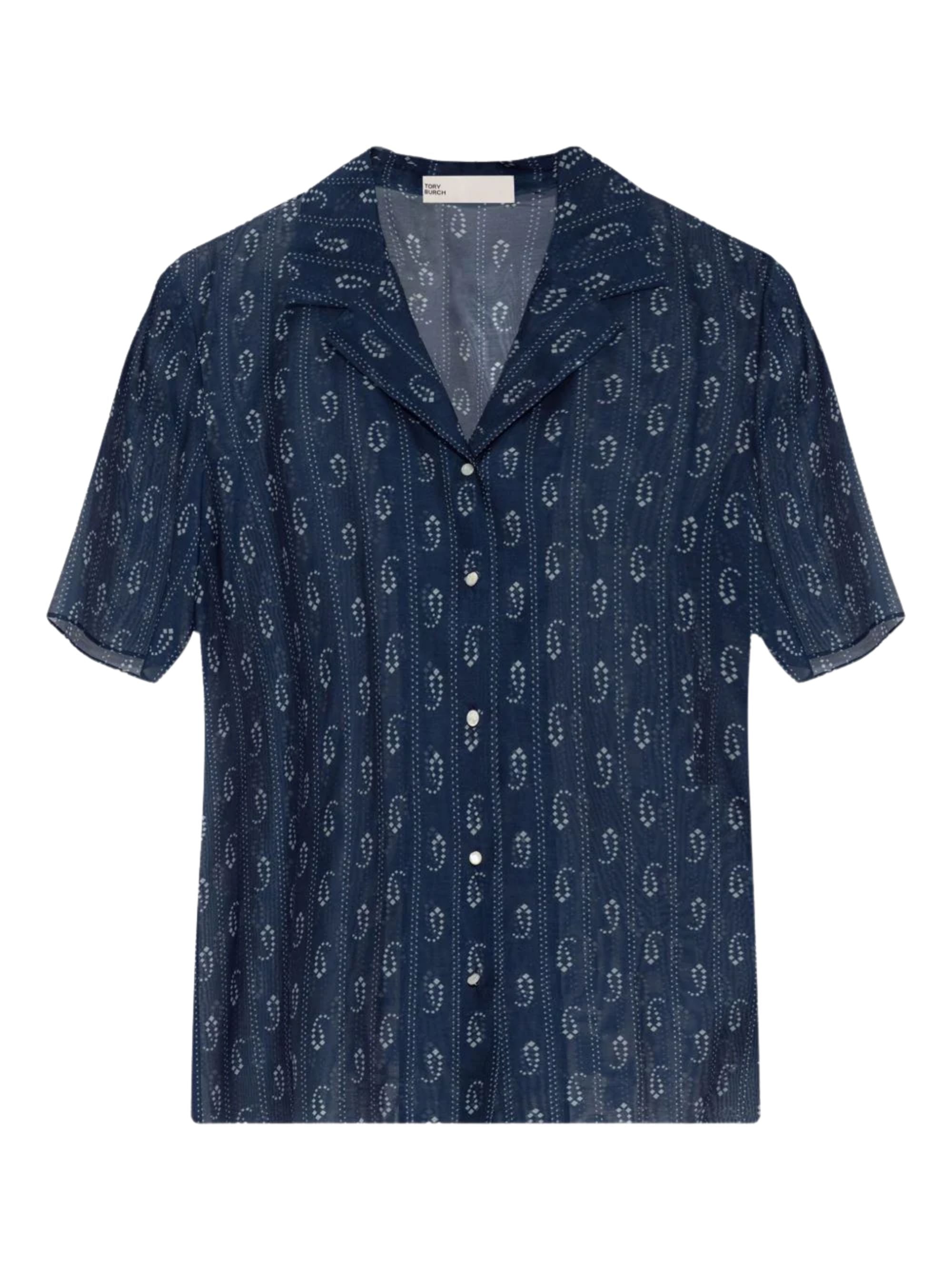 Cotton and Silk Short-Sleeve Button-Up Shirt