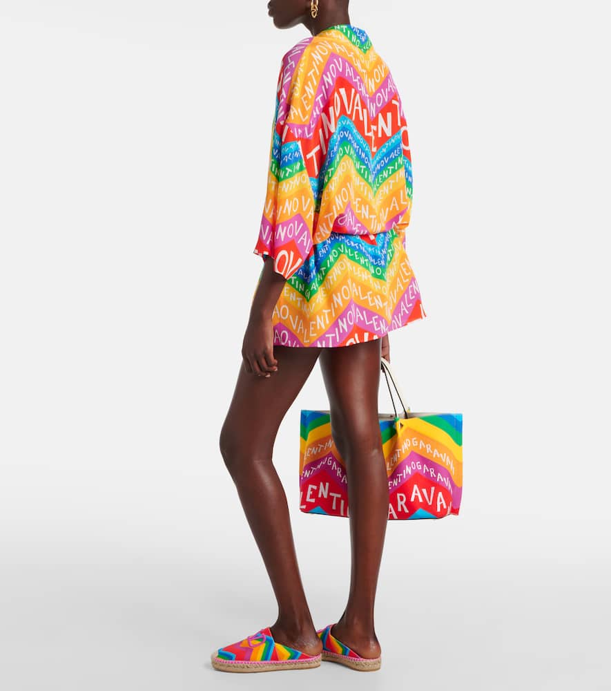 Logo silk shirt dress