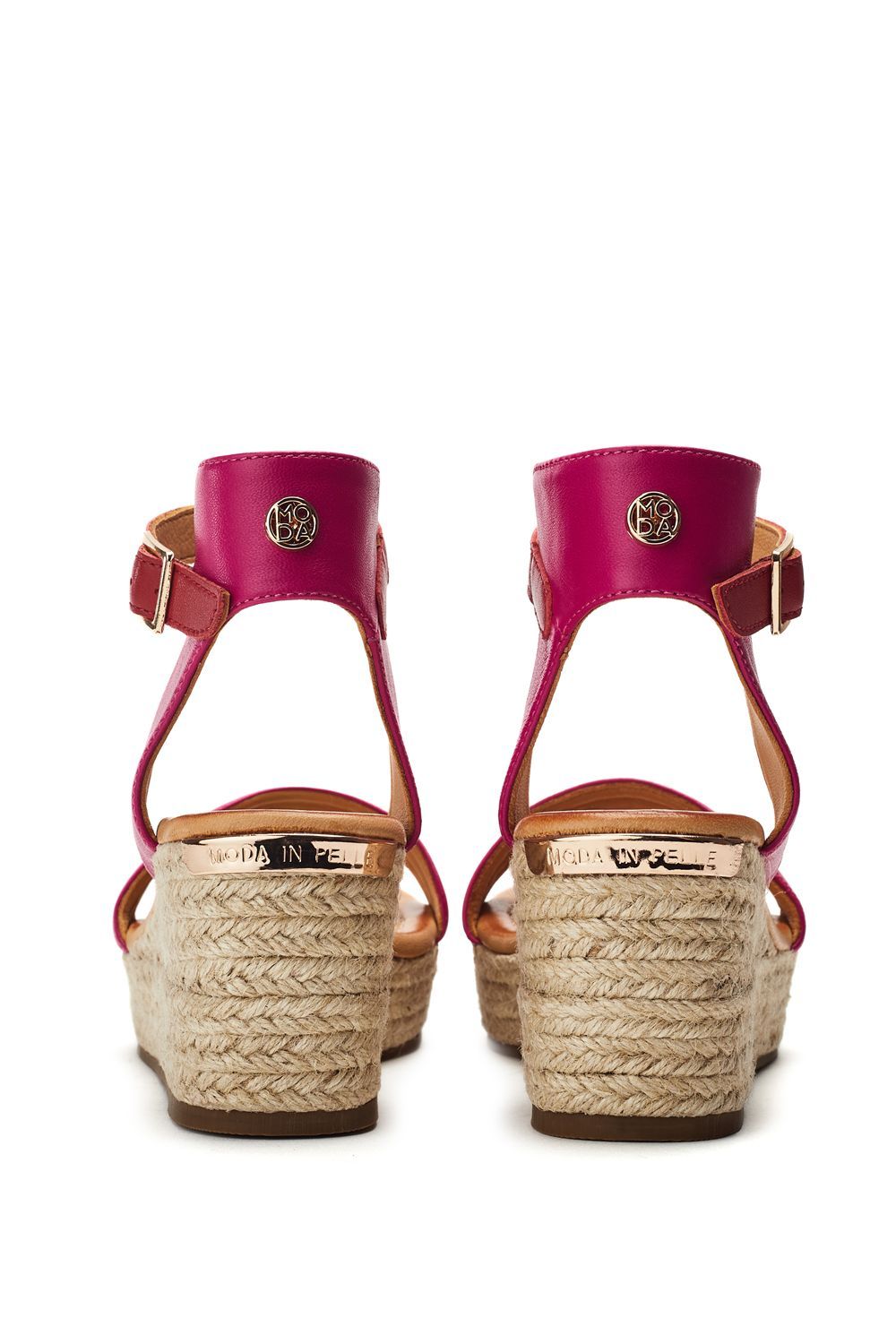 Moda In Pelle 'kolanthia' Leather Heeled Sandals In Pink