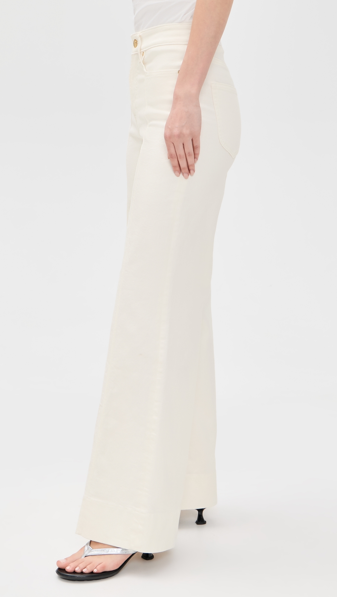 Good Waist Palazzo Jeans Cotton White