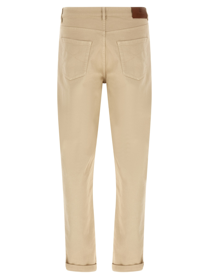 Brunello Cucinelli - tapered denim jeans coat of arms embroidery