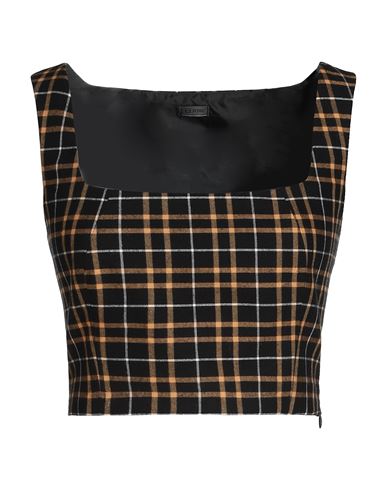 Flannel Checked Top Woman Top Black Size 10 Cotton