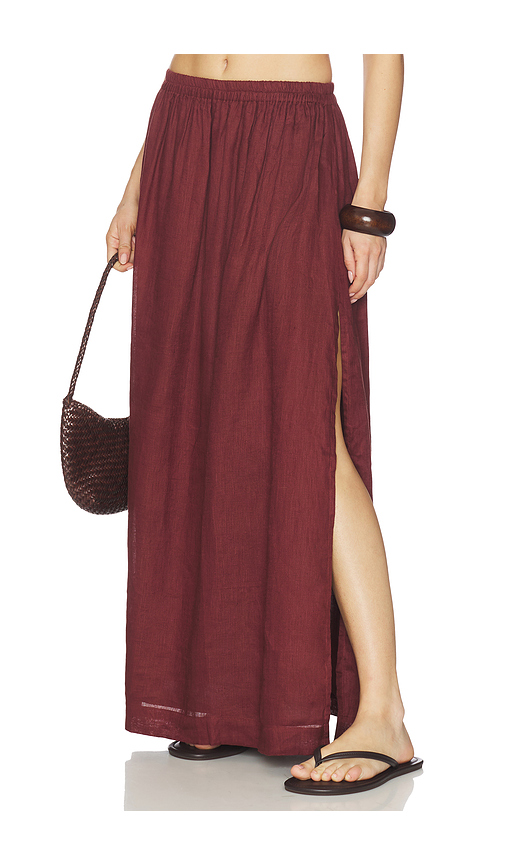 MIKOH Ciel Maxi Skirt in Brown. 1/S. Also