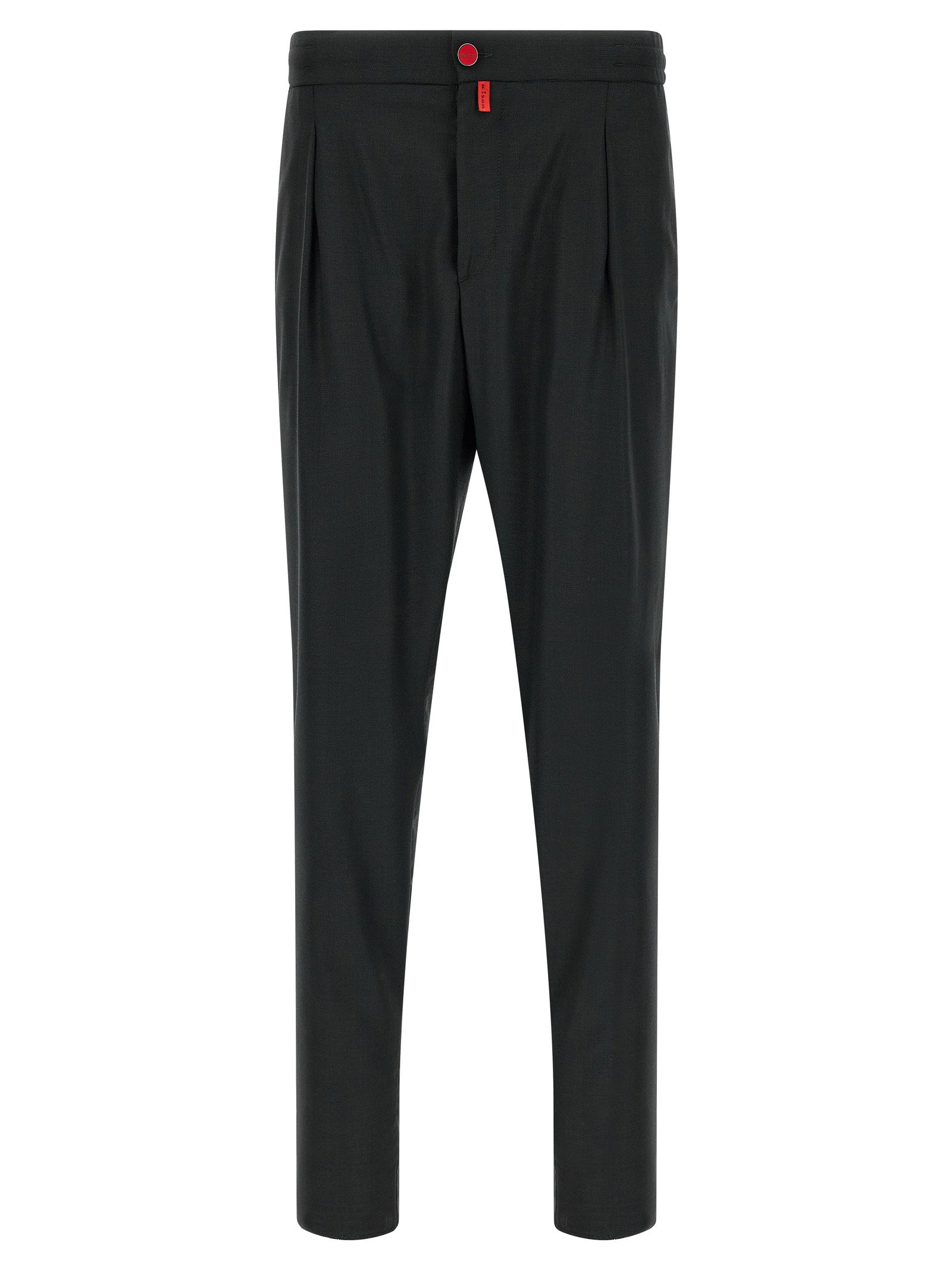 Pure Wool with Contrast Button Trousers — Black